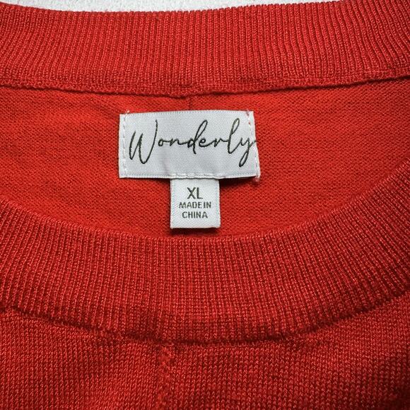 Wonderly Red Women's pullover sweater with Dolman sleeves Size SL - Picture 3 of 7
